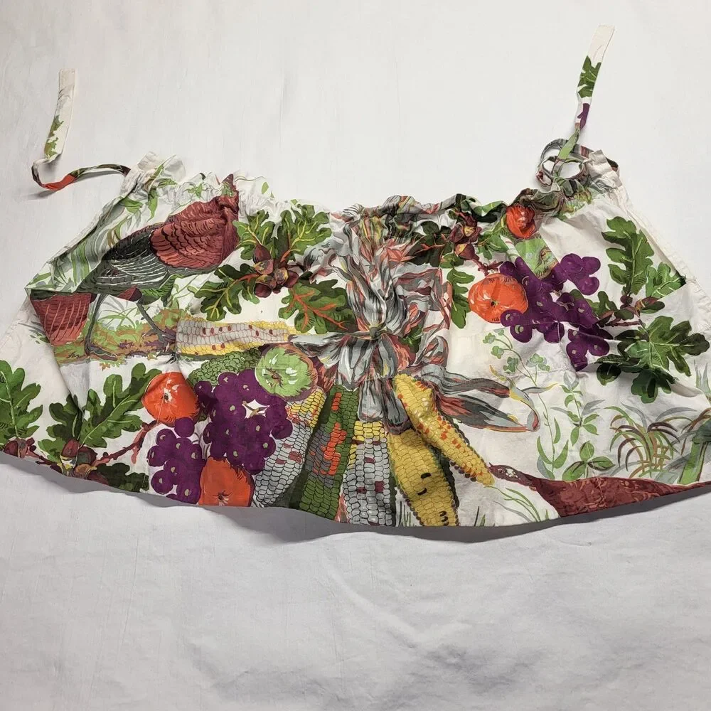 Handmade Fall Harvest Gathering Half Apron 100% Cotton 4 Large Pockets